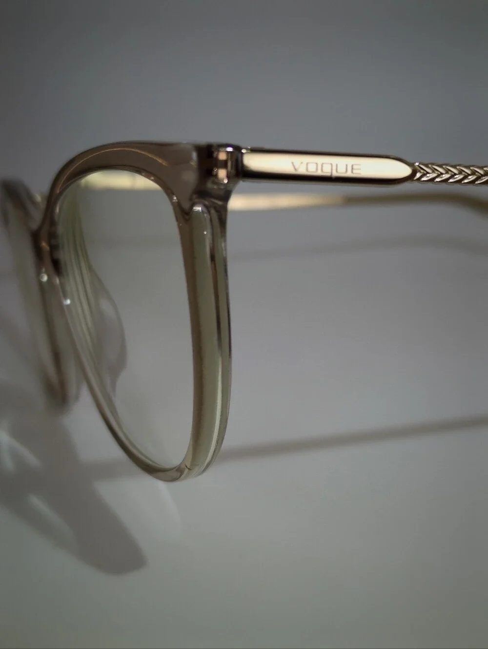 Vogue Women's Clear Beige Cat Eye Gold Eyewear.